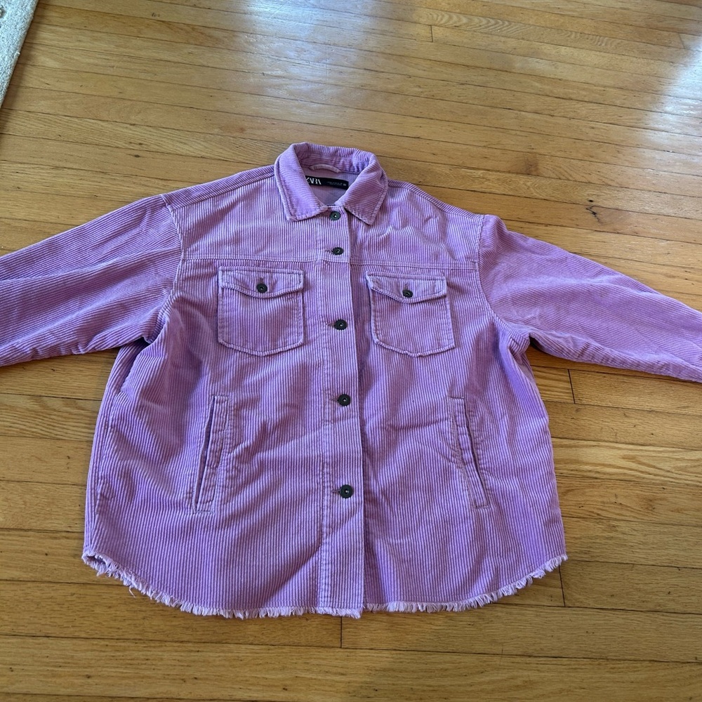 Zara Lavender Corduroy Utility Jacket